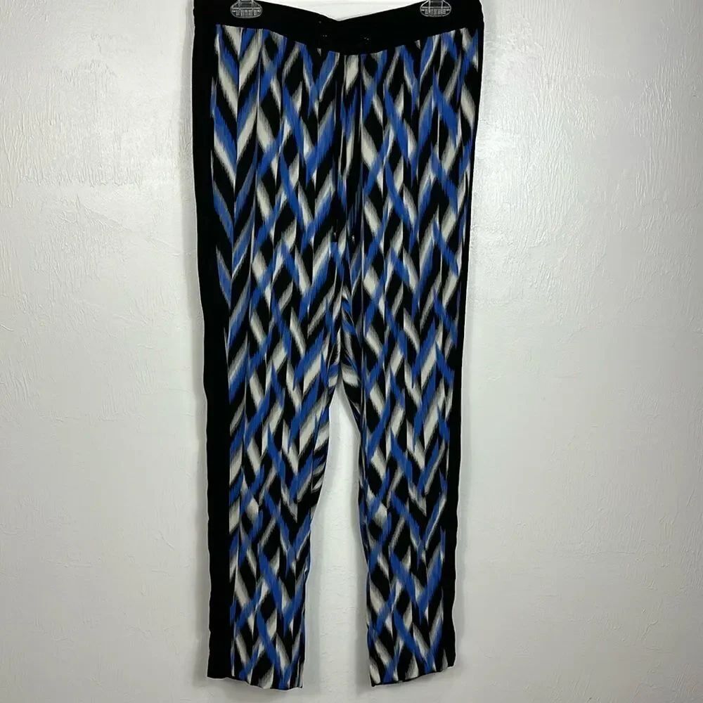 Cache Drawstring Waist Straight Leg Mid Rise Printed Pants Size 8 - Picture 2 of 10